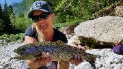 Kristin and Co, Rainbow trout June, Slovenia fly fishing